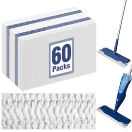 60 Pack Disposable Microfiber Cleaning Pads for Bona Mop | Heavy-Duty Replacement Pads Compatible with 15-18 inch Spray Flat Mops | Multi-Surface Hardwood Floor Cleaner Pad Refills