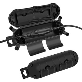 Extension Cord Cover Outdoor, NineLeaf Waterproof Electrical Connection Box IP54, Plug Cover for 12/14/16/18 Gauge Cords, Outdoor Plug Protector for Christmas Lights, Garden Tools,Black,2PK