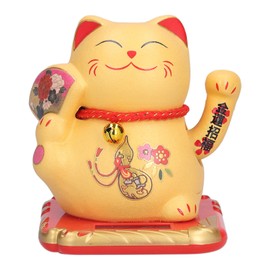 Cute Fortune Cat Ornament Ceramic Waving Lucky Cat for Home Bedroom Car Office DecorationType 3 Gold