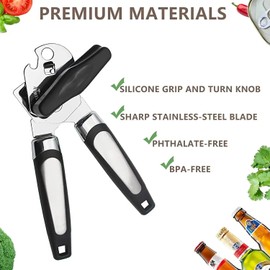 Generic Can Opener Multifunctional Manual Side Cut Can Opener Effortless Beer Bottle Opening Tool Professional Household Kitchen Useful Gadget, Large, Black