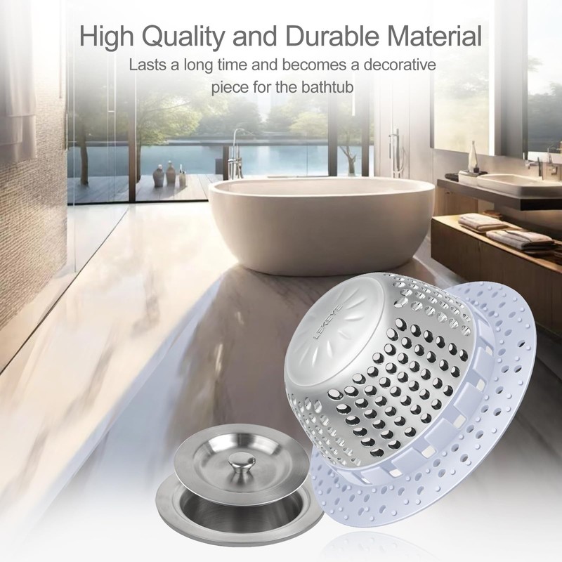 LEKEYE Shower Drain Hair Catcher/Bathtub Drain Cover/Drain Protector for Pop-Up