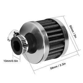 Qiilu Car Air Filter, 20mm/0.8in Universal Car Mini Air Intake Filter Vent Crankcase Breather Accessory Car Air Engine Air Filters Air Intake Breather(Silver)