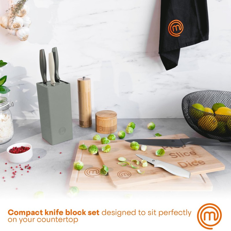 MasterChef Knife Block Set of 6 Kitchen Knives, Extra Sharp
