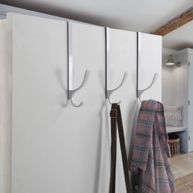 SKOLOO Door Hooks for Hanging, Pack of 5, Metal Door Hooks, Door Hooks, Interior Coat Hooks, Door for Towel Racks, Coats, White