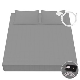 VigorVortex Grounding Fitted Sheets King Improve Sleep Grounding Sheet 90% Organic Cotton and 10% Silver Fiber with Grounding Cord 152x203x31cm Gray