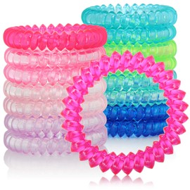 com-four® 16 x Hair Bobbles in Colourful Spirals, Elastic Hair Bands in Telephone Cable Design, Hair Accessories for Thick and Thin Hair