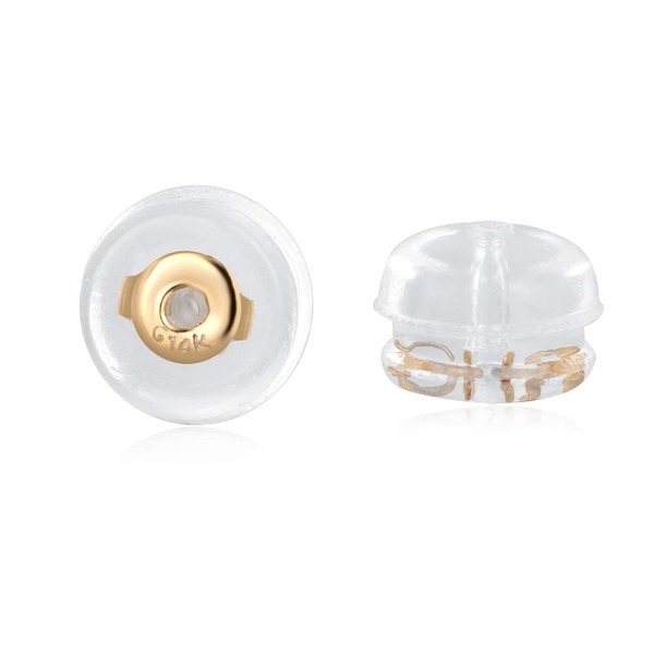 14K Real Solid Gold Earring Backs Hypoallergenic Soft Clear Silicone