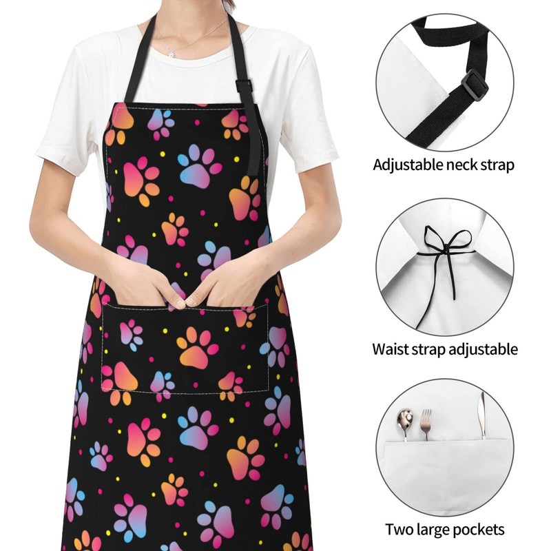 Yipaidel Dog Paw Adjustable Bib Apron Waterproof Kitchen Cooking Baking