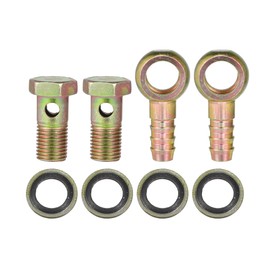 A ABSOPRO Banjo Bolt Banjo Hose Barb Bolt Fitting Brake Line Fitting Adapter Fitting with Copper Washer for Motorcycles and Cars M14x1.5 12mm Set of 2