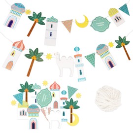 Papierdrachen 10 m Garland as Decoration for Ramadan - Pastel - Decoration for Crafts for Boys, Girls and Adults - Beautiful Decorative Design for Ramadan - Set 3