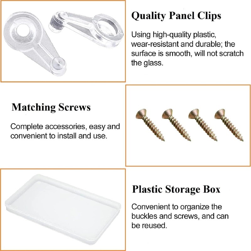 MOROBOR Glass Retainer Clip Kit, 50PCS, 4mm, Transparent with Color