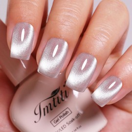 Imtiti Cat Eye Gel Nail Polish, Sliver Holographic Magnetic Crystal Nail Gel Polish With Magnet Glittery Galaxy Spring Summer Kit Soak Off UV Led 10ML