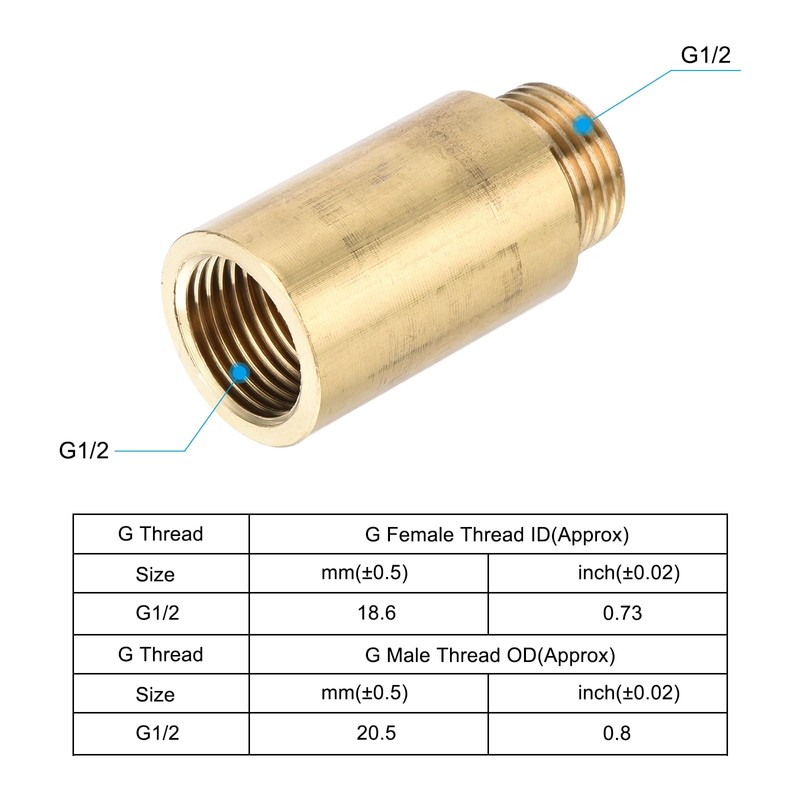 PATIKIL Shower Head Extension Arm, 2 Pack Brass G1/2 Male