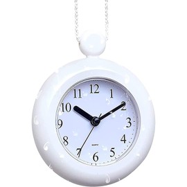AMIUKON Bathroom Clock, Waterproof Clock, Wall Clock, Waterproof, Silent, Includes Strap and Stand, For Bathroom, Kitchen, Bath, Home, Stylish Decoration, Diameter 5.7 inches (14.6 cm), White
