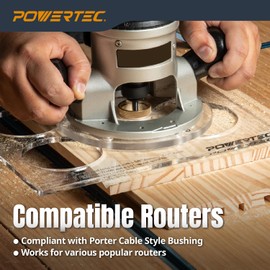 POWERTEC Solid Brass Inlay Kit with 1/8" Downcut Spiral Router Bit 1/4" Shank, Router Bushing Guide, Collar, and Centering Pin - Compatible w/ 1/4" Templates for Woodworking