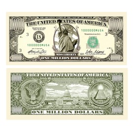 Pack of 100 - Million Dollar Bill Notes - Traditional Statue of Liberty