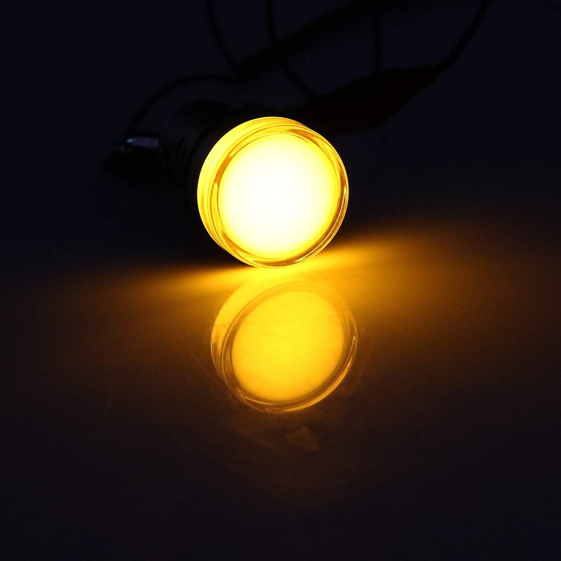 sourcing map 10Pcs Yellow Indicator Light AC/DC 12V, 22mm Panel