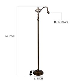 TCODTPOL Tiffany Floor Lamp Base Only, for 12-18 Inch Stained Glass Lampshade Height 67 Inch Bronze Finished Resin Base Antique Standing Lighting Base Replacement Only Wide 11 Inch(E (W11H67 Inch))