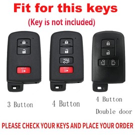 TECART Key fob Cover case with Keychain,Leather Protection Key Skin,4 Buttons Fit For Toyota Alpard Vellfire HV Noah Voxy Esquire Sienta Remote Key Cover Brown