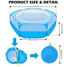 UWE Small Animal Playpen, Chicken Brooder Box with Cover Top, Portable Outdoor Exercise Pet Cage Tent, Waterproof Breathable Pet playpen Indoor for Chick Ktiien Bunny Hamster Guinea Pig, Blue