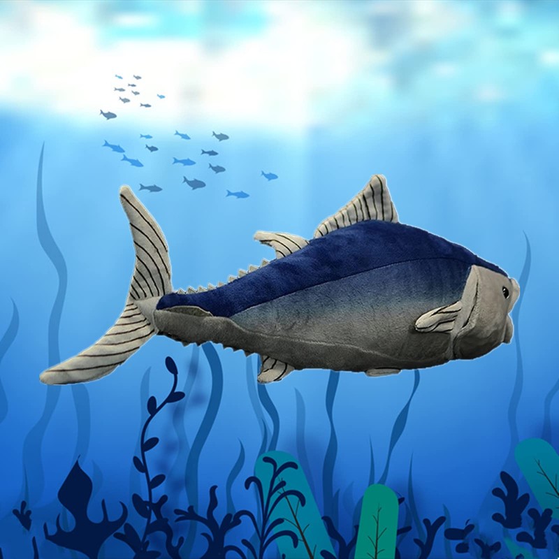 Realistic Tuna Fish Plush Toy, 15.74inch Super Soft Realistic Blue