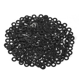 HELIFOUNER 500 Pieces M3 Flat Washers, Black Zinc Plated Steel, Inner Diameter 3mm, Outer Diameter 7mm, Thickness 0.5mm, Fender Washers, Metal Washers for Screws Bolts