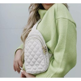 Pretty Simple Brand New Cream Cloth Crossbody Small Purse