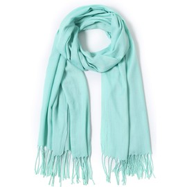 Cindy & Wendy Pashmina Shawls and Wraps Large Scarfs for Women Wedding Party Bridal Long Fashion Solid Shawl Wrap with Fringes (mint blue)