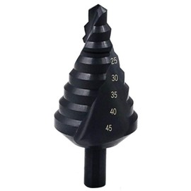 Spiral Nitride Step Drill Bit, Multi-Hole Cutter (0.4 - 1.8 inches (10 - 45 mm), Total 8 Step Sizes, Drilling, Expanding, Metal Sheet, PCV, Woodworking