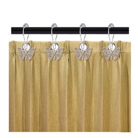 Framendino, 12 Pack Butterfly Shower Curtain Hook Stainless Steel Rings Butterflies Pendant Hooks Decorative Decor for Bathroom (Silver)