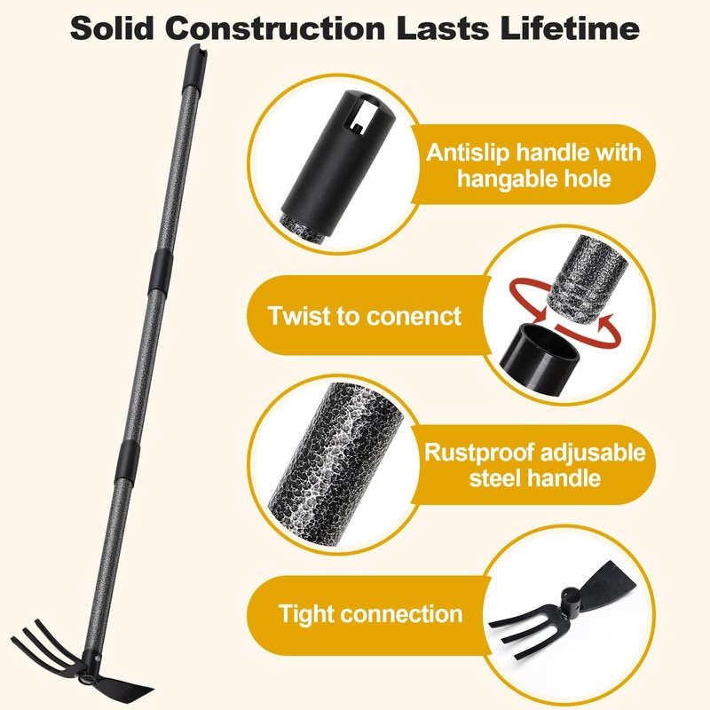 Hoe and Cultivator - 45” Long Handle - Heavy Duty