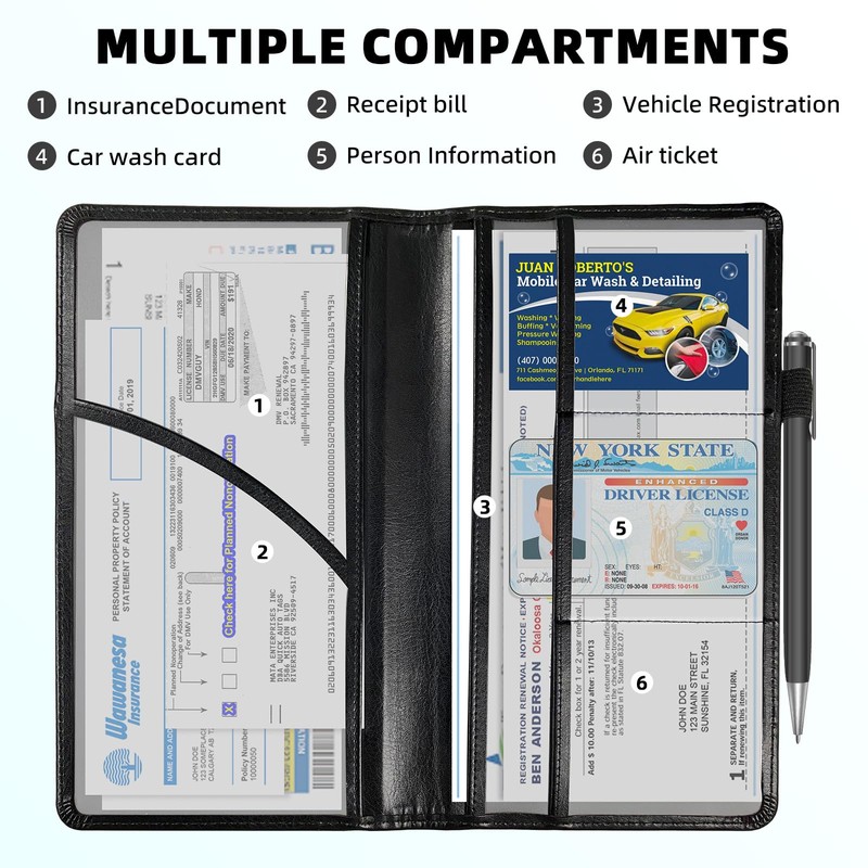 Tudguiloae Car Registration and Insurance Card Holder, Trunk Document Holder