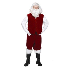 Halco Santa Claus Velvet Vest XL Chest Size 60" 7077XL Burgundy Velvet Satin Lined Pockets Gold Buttons Adjustable Buckle Dark Red
