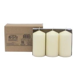 Stonebriar 6 Pack Tall 3 x 6 Inch 65 Hour Long Burning Unscented Ivory Wax Pillar Candles