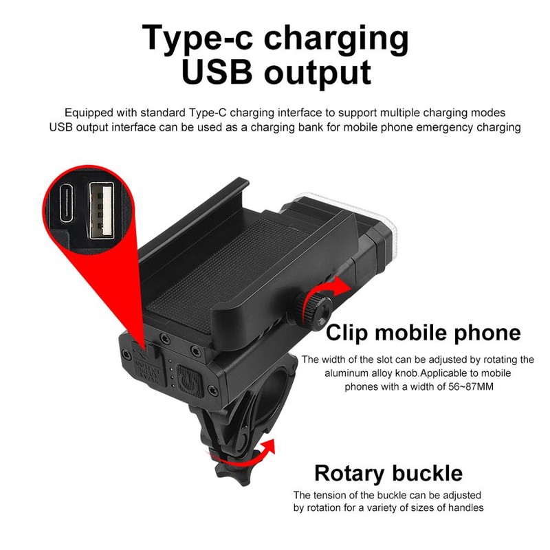 Bike Light 3LED USB Rechargeable Rotatable Headlight with Power Display