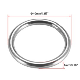 sourcing map 201 Stainless Steel O Ring 40mm(1.57") Outer Diameter 4mm Thickness Strapping Welded Round Rings 2pcs