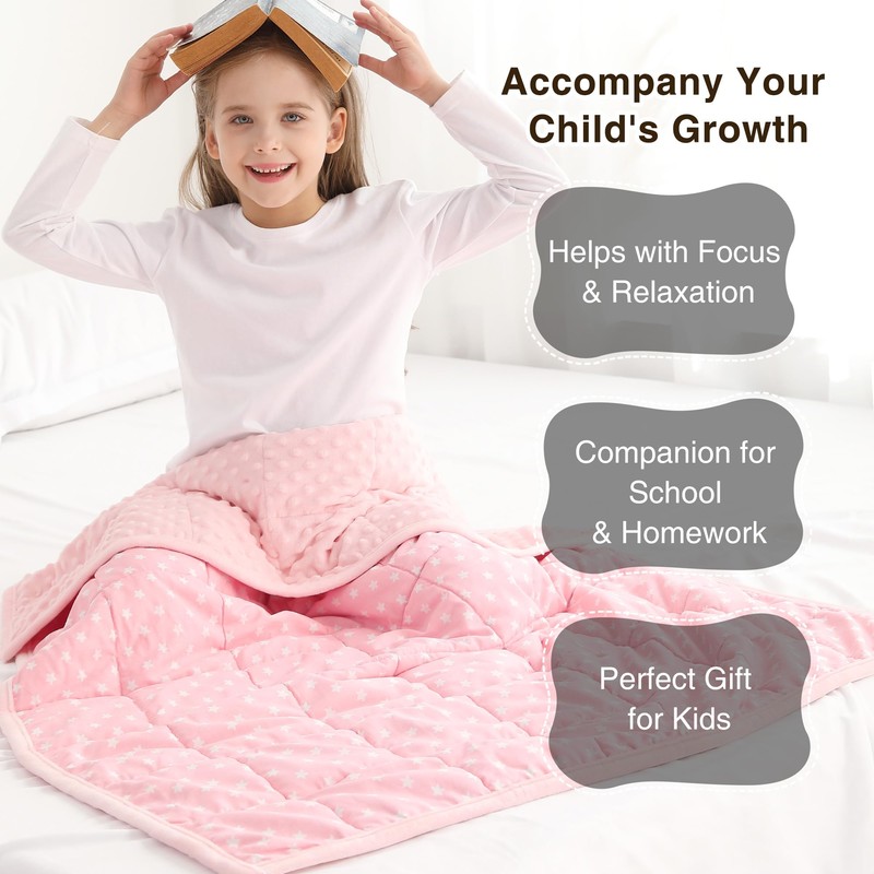 Alomidds Weighted Blanket Kids 5lb 36"x48", Minky Dots Small Weighted