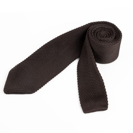 Alizeal Knit Tie for Men, Solid Slim Casual Knitted Neckties, Brown