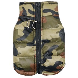 Camo Dog Vest with Leash Hook Warm and Cozy Camouflage Dog Vest with Zipper Easy to Put on & Take Off Waterproof Small Jacket for Autumn & Winter for 0.5-1.5kg Warm Puffer