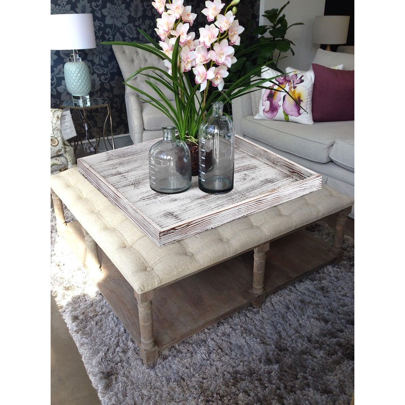 Gurfuy Extra Large Square Ottoman Table Tray 24" - Rustic