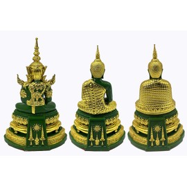 BUDDHO Emerald Buddha Statue Realistic Designed Knee to Knee 2" H. 6" H Jade Buddha Thai Buddha Statue for Home Decor Buddha Gift Buddha Sculpture Buddha Figurines (Tri-Season)