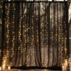 20ft x 10ft Black Backdrop Curtain with Lights String for