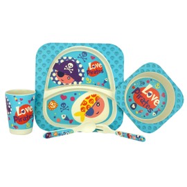 Kids Dinnerware 5 Piece Set Includes Plate, Bowl, Tumbler and Utensil Tableware- Dishwasher Safe Non-BPA Made of Durable Material and Perfect for Kids Toddlers Children
