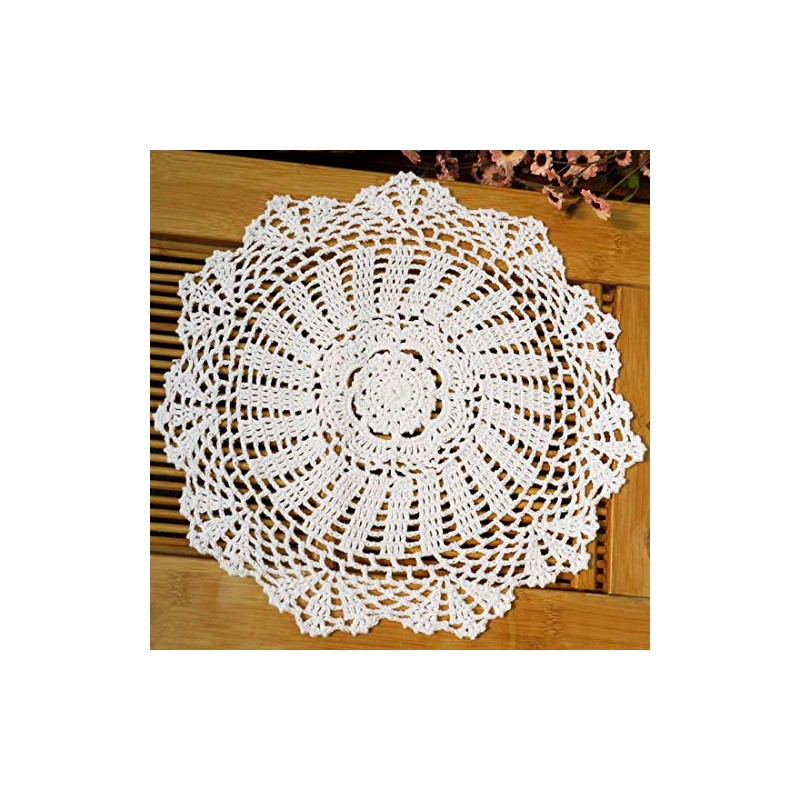 kilofly Crochet Cotton Lace Table Placemats Doilies Value Pack, 4pc,