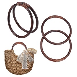 PH PandaHall Pack of 4 Rattan Bag Handles Made of Woven Wood Round Handles Replacement Handbag Handle Made of Wood Decorative Handles for Handmade Bag Straws Beach Canvas Handbags Macrame