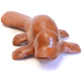 Brave Wings Hand Carved Wooden Animal ~ Platipus ~ OOAK Sculpture Figurine Statue Unique Table Decoration Home Decor Gift for Christmas and Birthdays ~ 4345