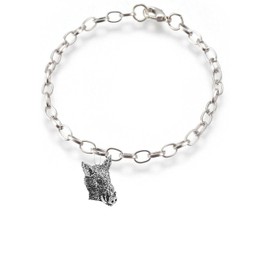 A44 Wild Boar’s Head fine lead free English Pewter charm on a belcher link chain anklet bracelet