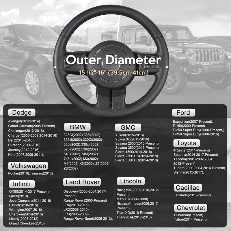 SEG Direct Car Steering Wheel Cover Large-Size for F150 F250