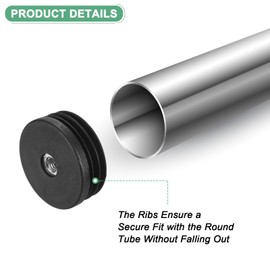 M METERXITY 4-Pack Inserts for Round Tubes with M8 Thread, 2" (50mm) OD Plastic Tube Insert for Chair/Table/Caster, Tubing End Cap Floor Protectors Metal Furniture Legs Glide Plug