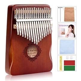 Kalimba Thumb Piano 17 Keys, Portable Mbira Finger Piano, Easy to Learn Musical Instrument Gift for Kids and Adult Beginners, Brown